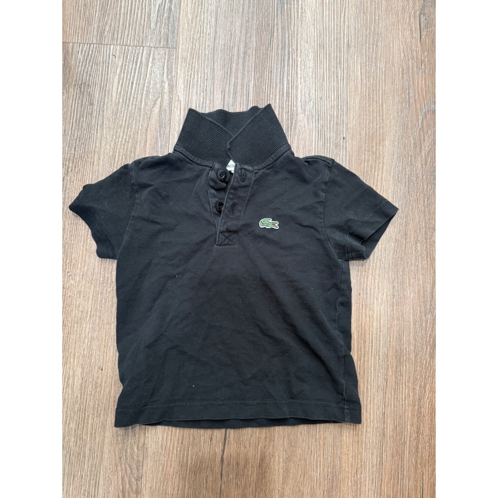 Lacoste Kids Black Pique Cotton Short Sleeve Polo Shirt Logo Size 3 98cm DJ0642